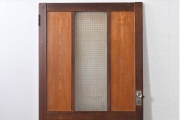 アンティーク建具　昭和初期　大正ロマン　異なる木色のコントラストが目を引くドア1枚　(R-086595)