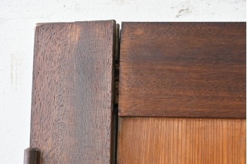 アンティーク建具　昭和初期　大正ロマン　異なる木色のコントラストが目を引くドア1枚　(R-086595)