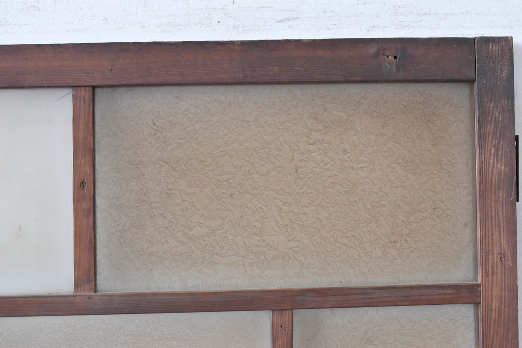 アンティーク建具　大正から昭和初期　大正ロマン　素朴な木味が魅力のガラス扉1枚　(R-086596)