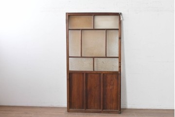 アンティーク建具　大正から昭和初期　大正ロマン　素朴な木味が魅力のガラス扉1枚　(R-086596)