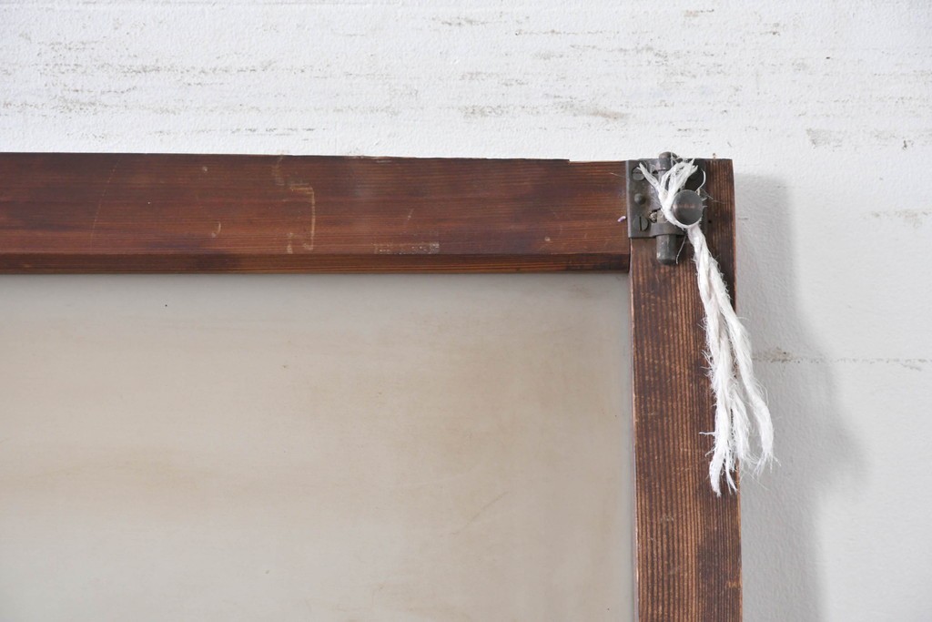 アンティーク建具　大正から昭和初期　大正ロマン　素朴な木味が魅力のガラス扉1枚　(R-086596)