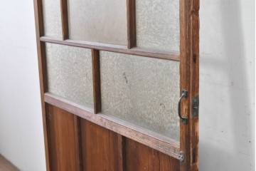 アンティーク建具　大正から昭和初期　大正ロマン　素朴な木味が魅力のガラス扉1枚　(R-086596)