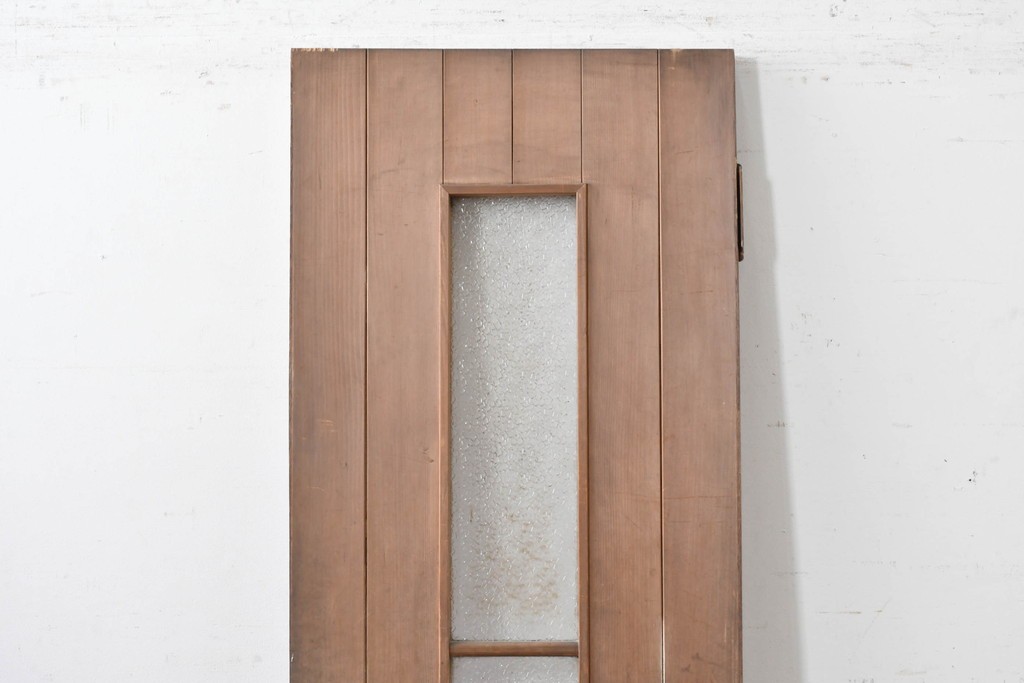 ヴィンテージ建具　昭和中期　ガラス入り　素朴な木味が魅力的な幅狭タイプのドア1枚　(R-086598)