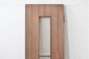 ヴィンテージ建具　昭和中期　ガラス入り　素朴な木味が魅力的な幅狭タイプのドア1枚　(R-086598)