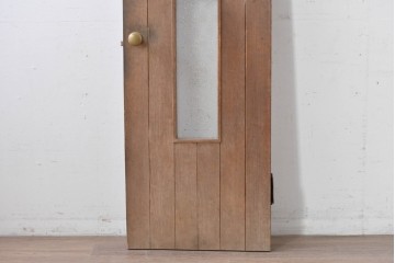 ヴィンテージ建具　昭和中期　ガラス入り　素朴な木味が魅力的な幅狭タイプのドア1枚　(R-086598)
