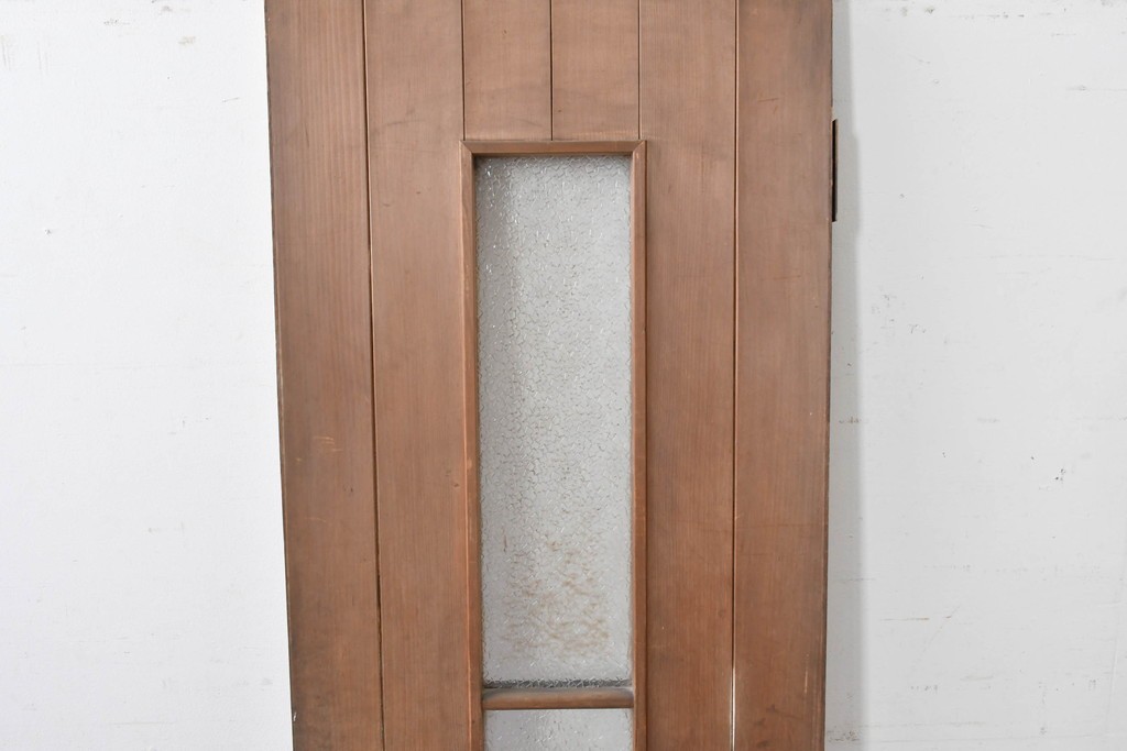 ヴィンテージ建具　昭和中期　ガラス入り　素朴な木味が魅力的な幅狭タイプのドア1枚　(R-086598)