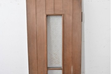 ヴィンテージ建具　昭和中期　ガラス入り　素朴な木味が魅力的な幅狭タイプのドア1枚　(R-086598)