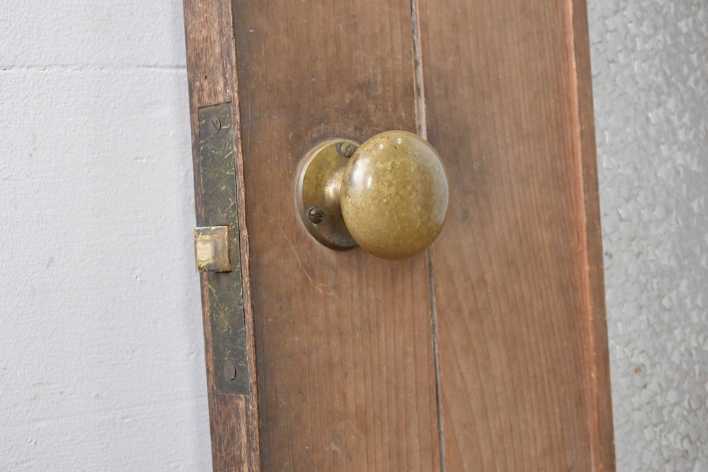 ヴィンテージ建具　昭和中期　ガラス入り　素朴な木味が魅力的な幅狭タイプのドア1枚　(R-086598)