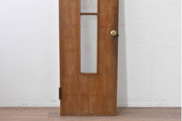 ヴィンテージ建具　昭和中期　ガラス入り　素朴な木味が魅力的な幅狭タイプのドア1枚　(R-086598)