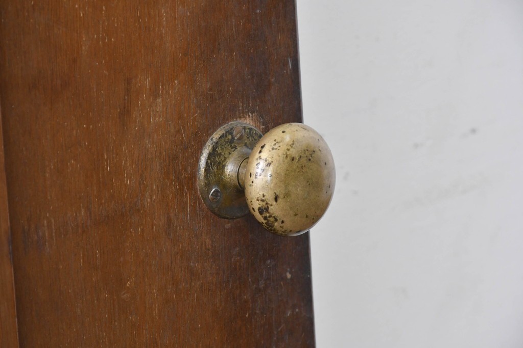 ヴィンテージ建具　昭和中期　ガラス入り　素朴な木味が魅力的な幅狭タイプのドア1枚　(R-086598)