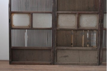 和製アンティーク　大正期から昭和初期　すっきりとした幅狭格子戸4枚セット　(R-086599)