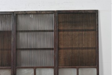和製アンティーク　大正期から昭和初期　すっきりとした幅狭格子戸4枚セット　(R-086599)