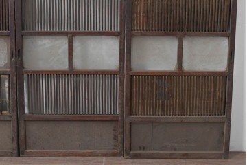 和製アンティーク　大正期から昭和初期　すっきりとした幅狭格子戸4枚セット　(R-086599)