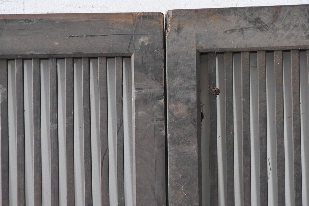 和製アンティーク　大正期から昭和初期　すっきりとした幅狭格子戸4枚セット　(R-086599)