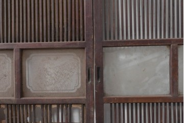 和製アンティーク　大正期から昭和初期　すっきりとした幅狭格子戸4枚セット　(R-086599)