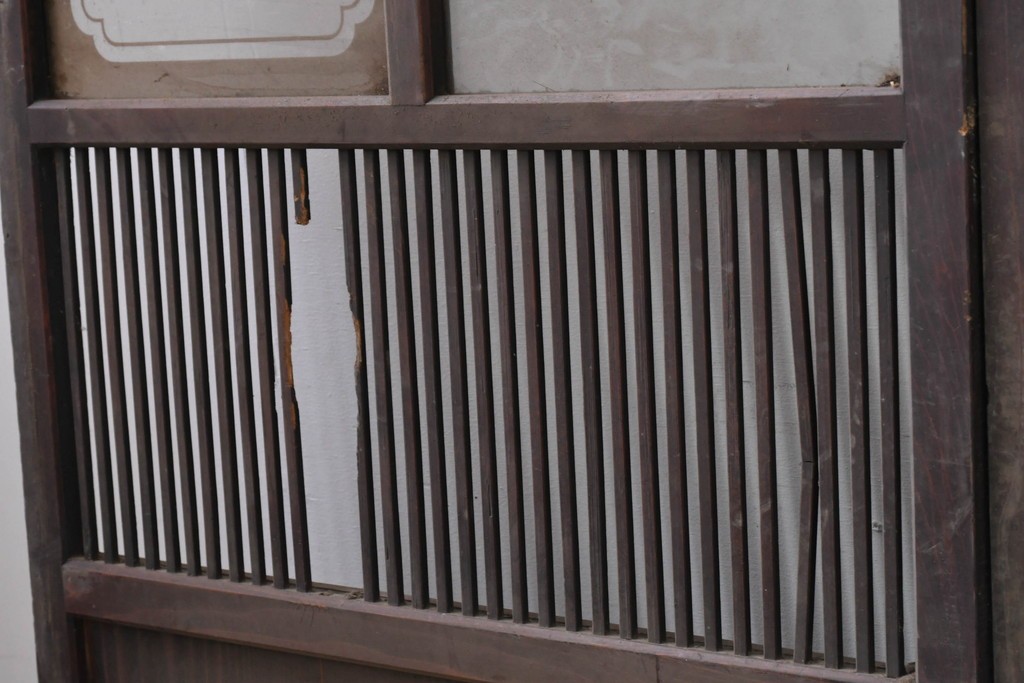 和製アンティーク　大正期から昭和初期　すっきりとした幅狭格子戸4枚セット　(R-086599)