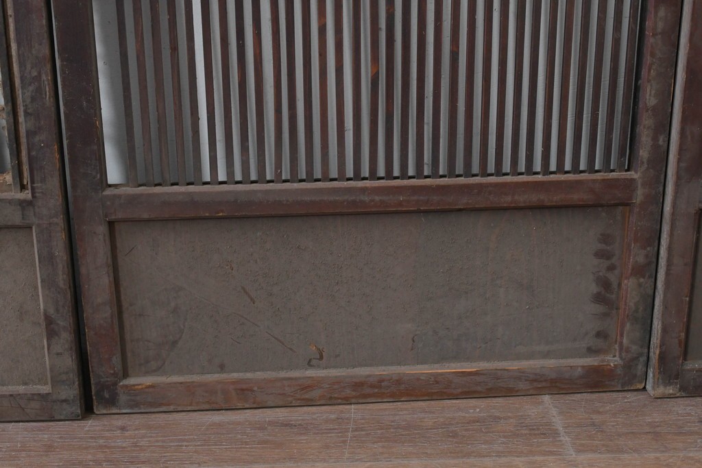 和製アンティーク　大正期から昭和初期　すっきりとした幅狭格子戸4枚セット　(R-086599)