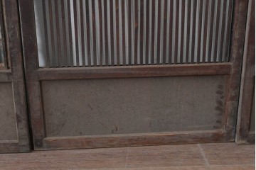 和製アンティーク　大正期から昭和初期　すっきりとした幅狭格子戸4枚セット　(R-086599)