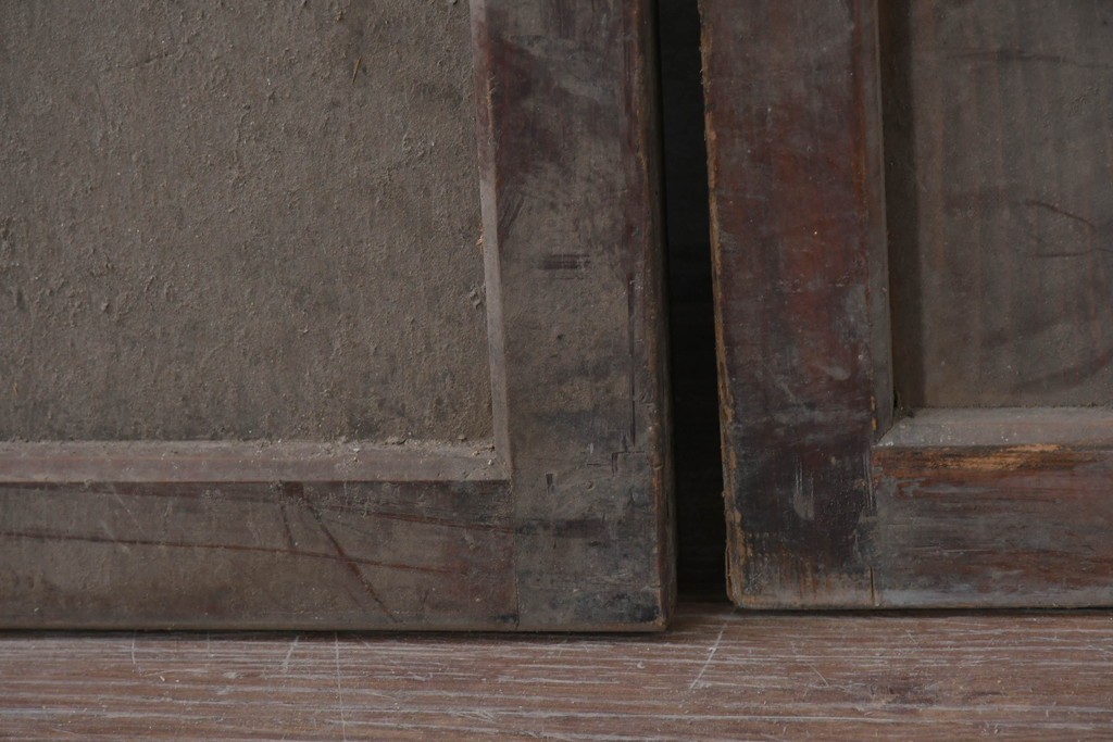 和製アンティーク　大正期から昭和初期　すっきりとした幅狭格子戸4枚セット　(R-086599)