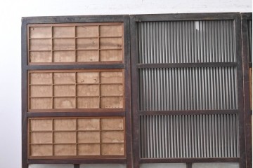 和製アンティーク　大正期から昭和初期　すっきりとした幅狭格子戸4枚セット　(R-086599)