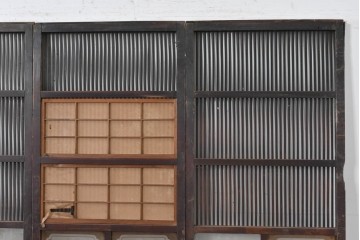 和製アンティーク　大正期から昭和初期　すっきりとした幅狭格子戸4枚セット　(R-086599)