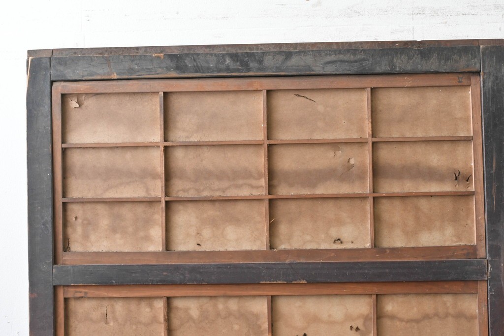 和製アンティーク　大正期から昭和初期　すっきりとした幅狭格子戸4枚セット　(R-086599)