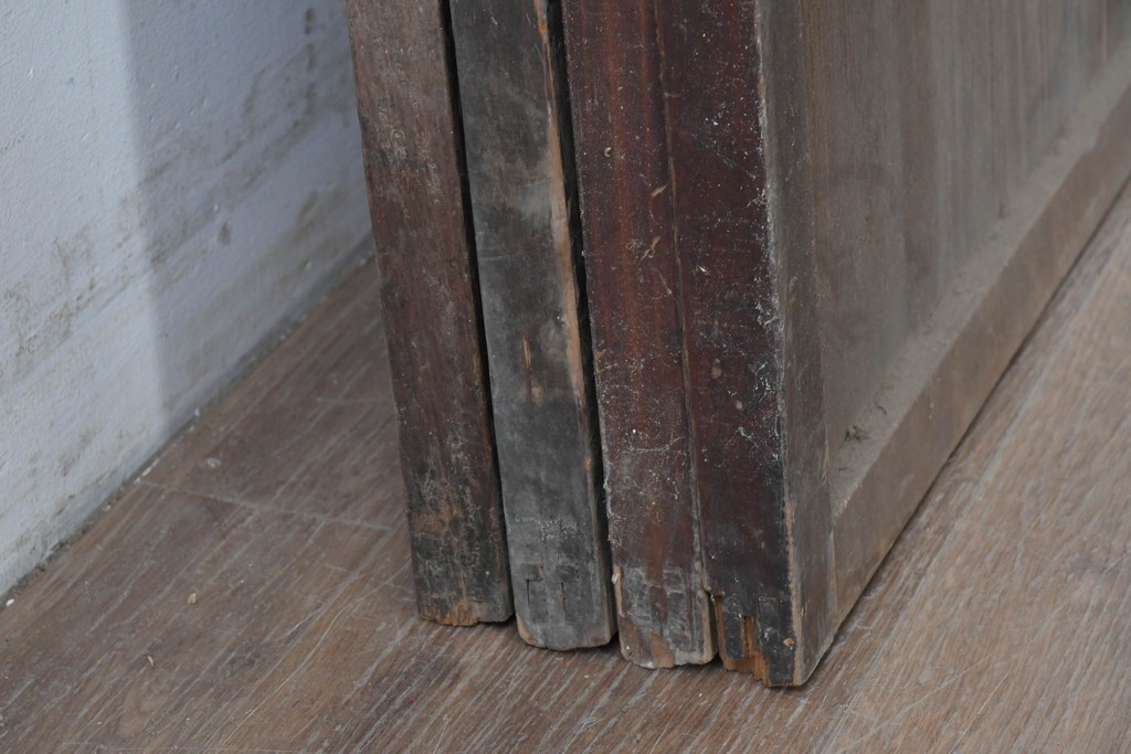 和製アンティーク　大正期から昭和初期　すっきりとした幅狭格子戸4枚セット　(R-086599)