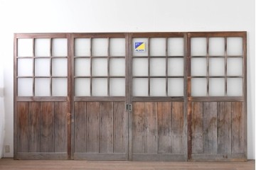 ヴィンテージ建具　昭和後期　背の高いガラス戸4枚セット　(R-086600)