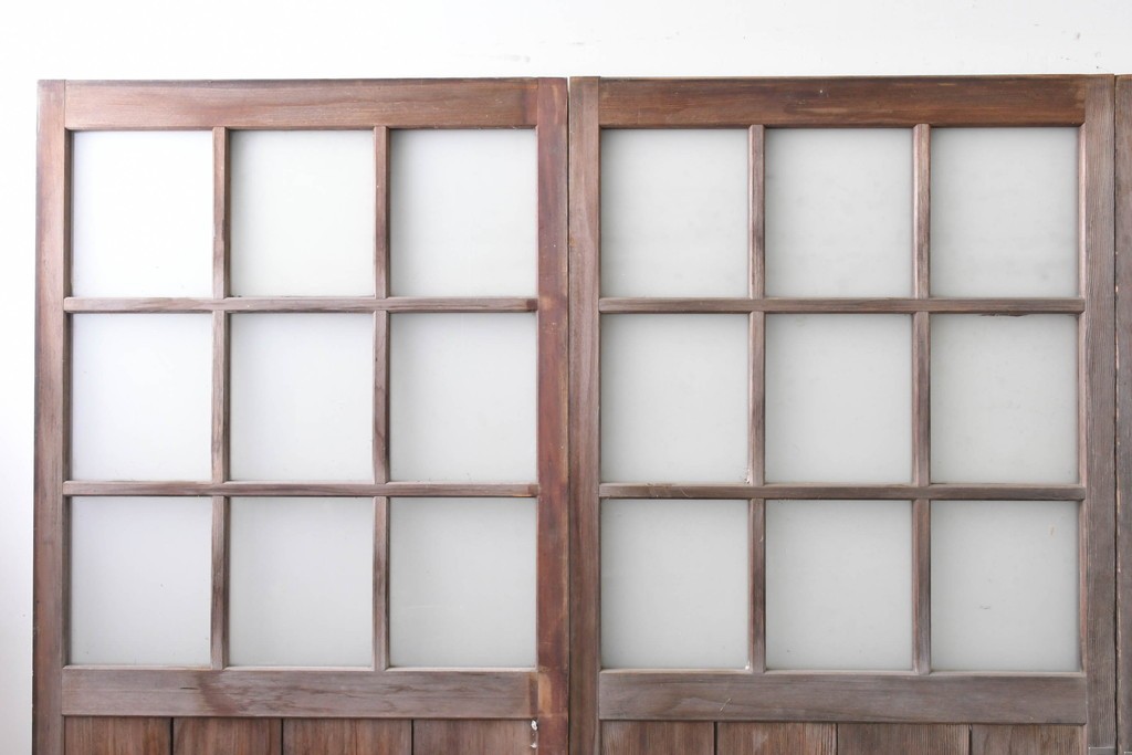 ヴィンテージ建具　昭和後期　背の高いガラス戸4枚セット　(R-086600)