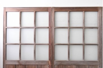 ヴィンテージ建具　昭和後期　背の高いガラス戸4枚セット　(R-086600)