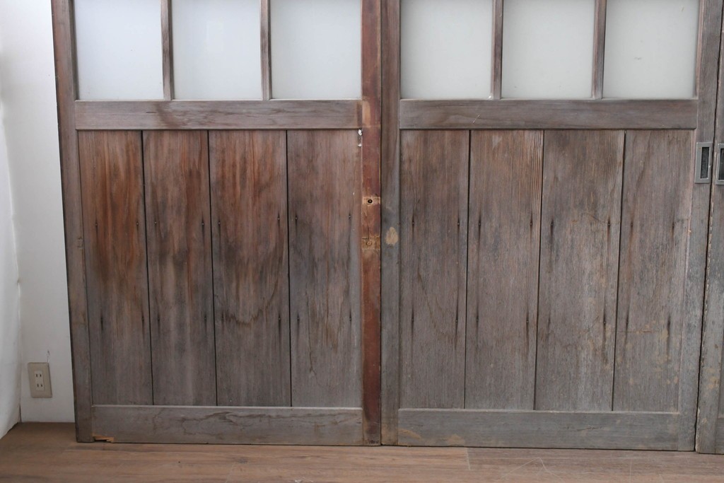 ヴィンテージ建具　昭和後期　背の高いガラス戸4枚セット　(R-086600)