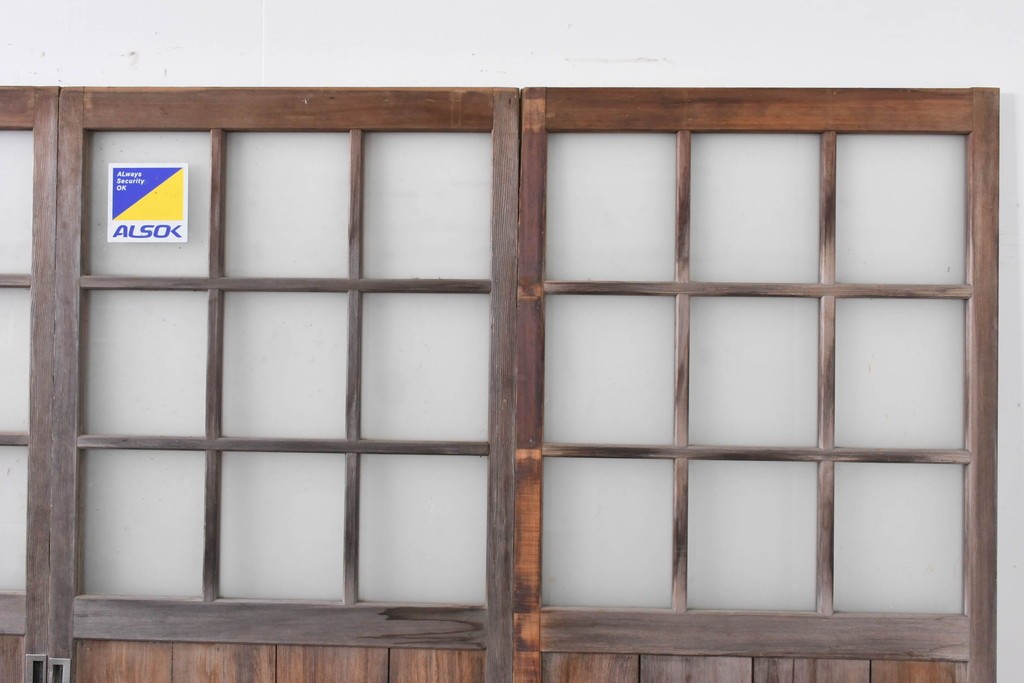 ヴィンテージ建具　昭和後期　背の高いガラス戸4枚セット　(R-086600)