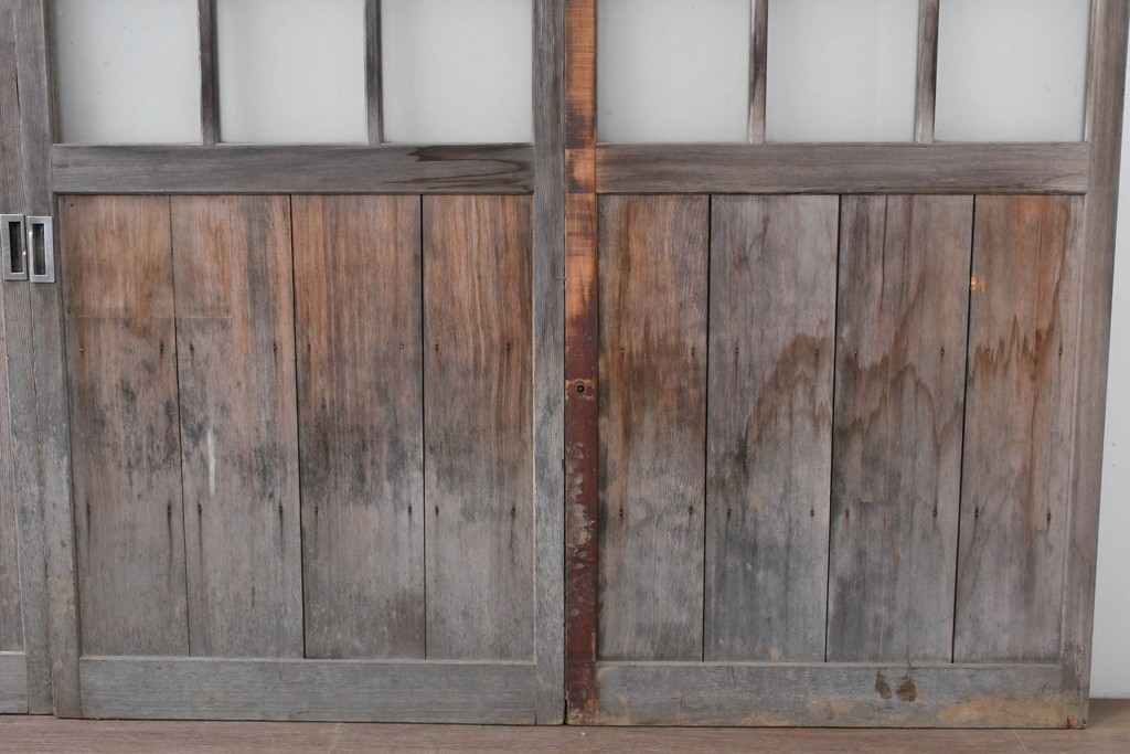 ヴィンテージ建具　昭和後期　背の高いガラス戸4枚セット　(R-086600)