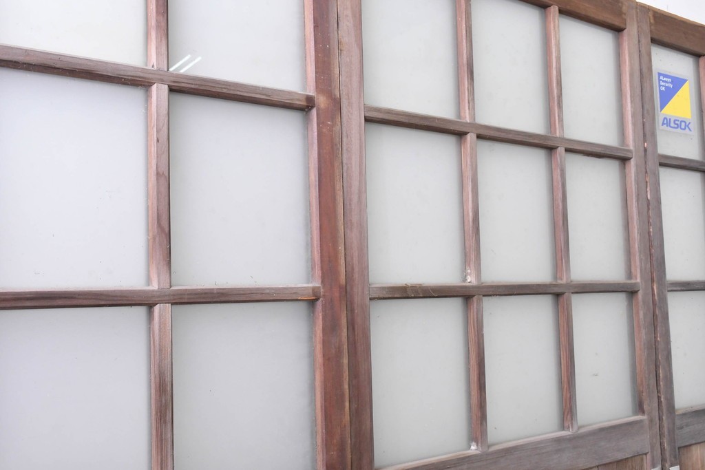 ヴィンテージ建具　昭和後期　背の高いガラス戸4枚セット　(R-086600)