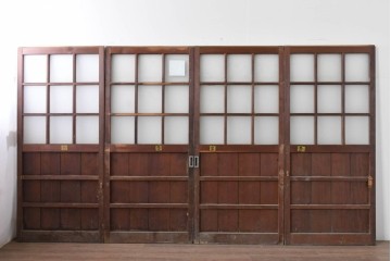 ヴィンテージ建具　昭和後期　背の高いガラス戸4枚セット　(R-086600)