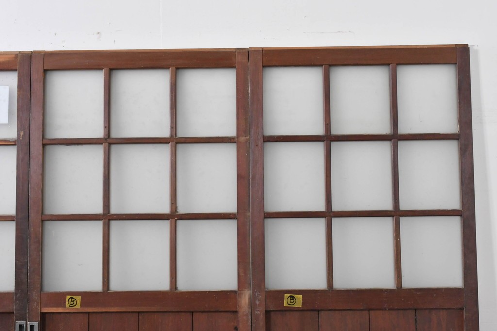 ヴィンテージ建具　昭和後期　背の高いガラス戸4枚セット　(R-086600)