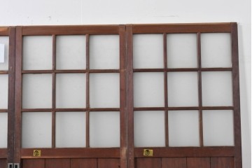 ヴィンテージ建具　昭和後期　背の高いガラス戸4枚セット　(R-086600)