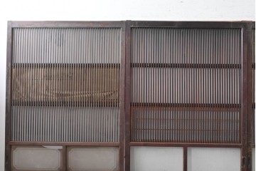 和製アンティーク　大正期から昭和初期　細やかな縦格子が美しい格子戸4枚セット　(R-086601)