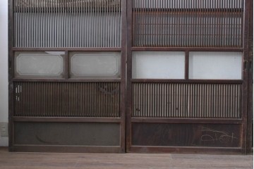 和製アンティーク　大正期から昭和初期　細やかな縦格子が美しい格子戸4枚セット　(R-086601)