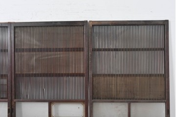 和製アンティーク　大正期から昭和初期　細やかな縦格子が美しい格子戸4枚セット　(R-086601)