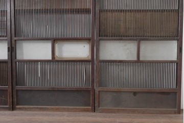 和製アンティーク　大正期から昭和初期　細やかな縦格子が美しい格子戸4枚セット　(R-086601)
