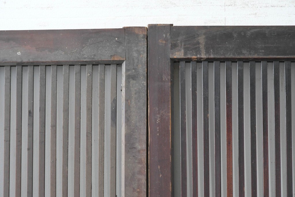 和製アンティーク　大正期から昭和初期　細やかな縦格子が美しい格子戸4枚セット　(R-086601)