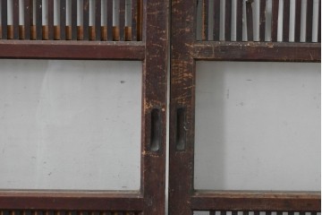 和製アンティーク　大正期から昭和初期　細やかな縦格子が美しい格子戸4枚セット　(R-086601)