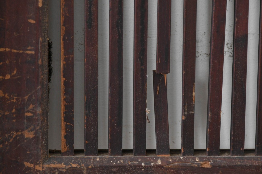 和製アンティーク　大正期から昭和初期　細やかな縦格子が美しい格子戸4枚セット　(R-086601)