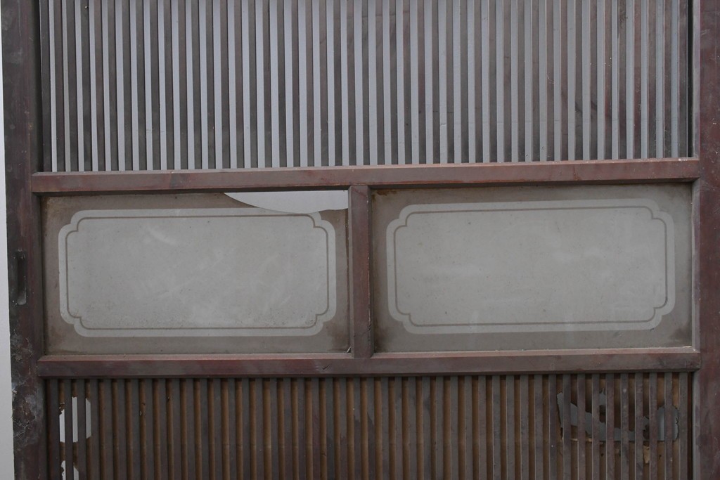 和製アンティーク　大正期から昭和初期　細やかな縦格子が美しい格子戸4枚セット　(R-086601)