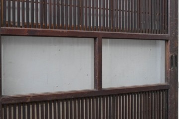 和製アンティーク　大正期から昭和初期　細やかな縦格子が美しい格子戸4枚セット　(R-086601)