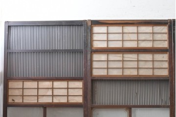 和製アンティーク　大正期から昭和初期　細やかな縦格子が美しい格子戸4枚セット　(R-086601)