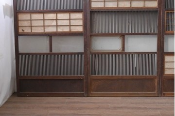 和製アンティーク　大正期から昭和初期　細やかな縦格子が美しい格子戸4枚セット　(R-086601)