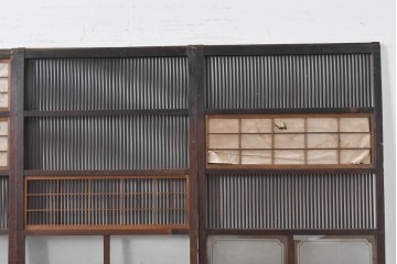 和製アンティーク　大正期から昭和初期　細やかな縦格子が美しい格子戸4枚セット　(R-086601)