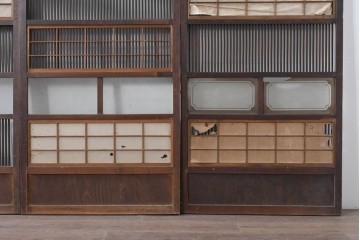 和製アンティーク　大正期から昭和初期　細やかな縦格子が美しい格子戸4枚セット　(R-086601)